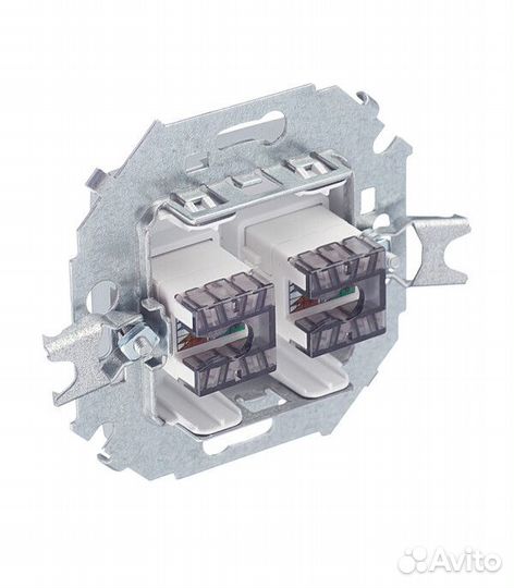 Розетка компьютерная Simon 15 1591593-033 скрытая установка алюминий два модуля RJ45 cat 5e