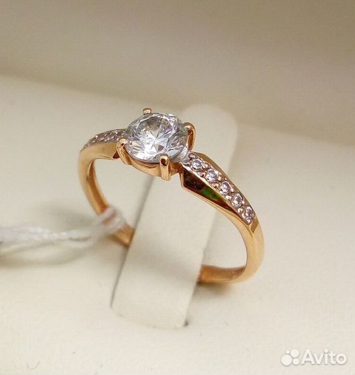 Кольцо / размер 16 / 1,33г / Золото585 / фианиты круглые