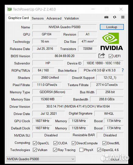Nvidia Quadro p5000