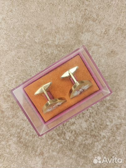 Запонки винтажные СССР, янтарь