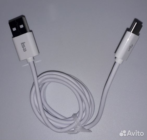 Кабель на андроид Type-C ISA 1м белый/черный