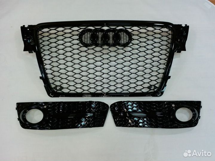 Решетка радиатора и птф audi A4 B8 дорест