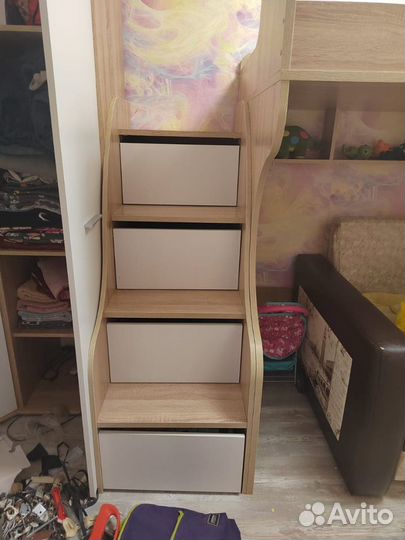 Детская кровать чердак со шкафом лестницей бу