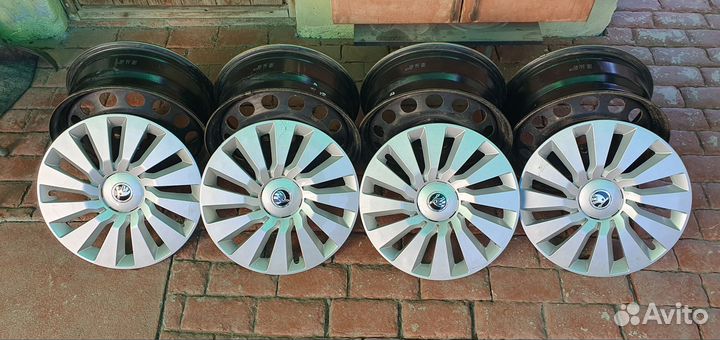 Диски штамповка р 16 шкода октавия с колпаками б/у