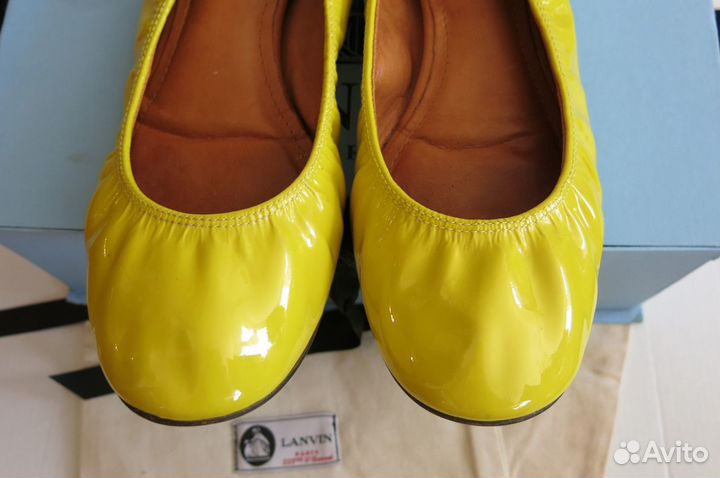 Яркие балетки Lanvin 38.5 (25 см) желтые оригинал