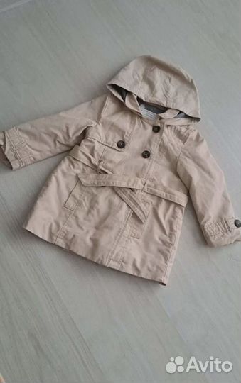 Плащ- тренч для девочки zara 92-98 утепленный