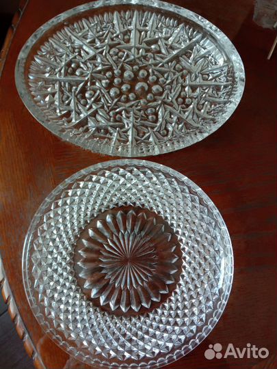 Хрустальные блюдо - поднос