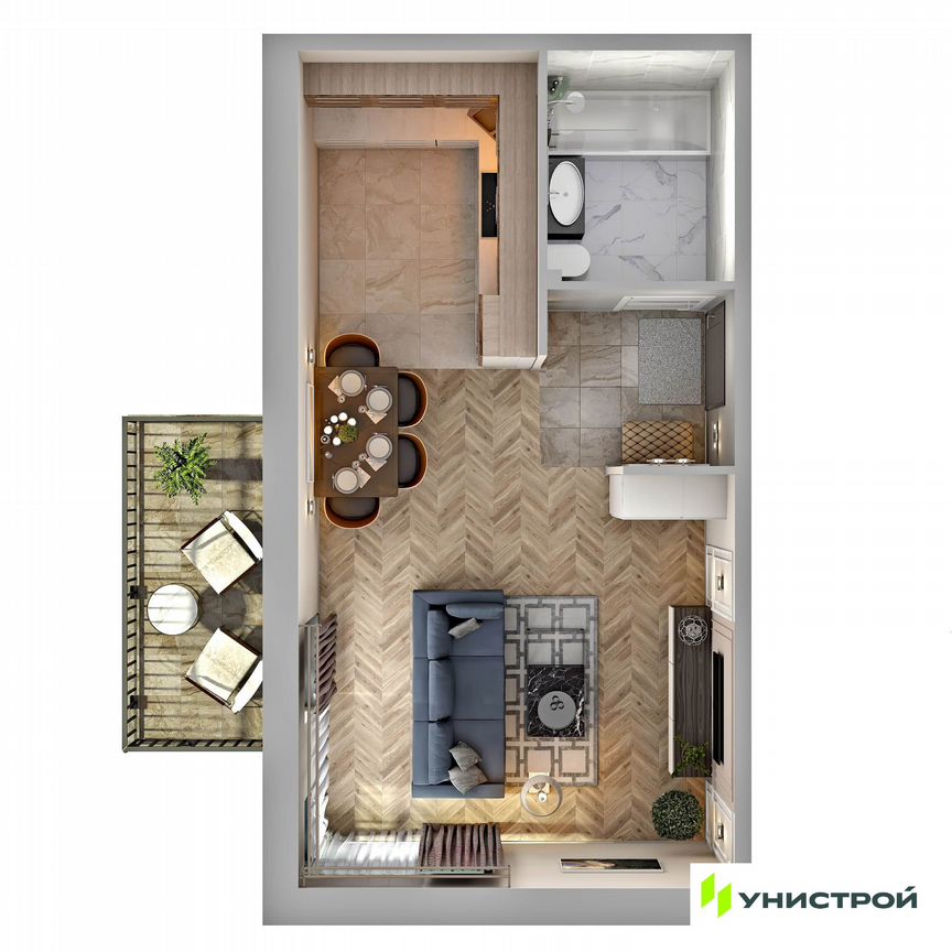 Квартира-студия, 35 м², 6/10 эт.