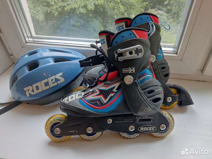 Роликовые коньки детские roces (защита+шлем)
