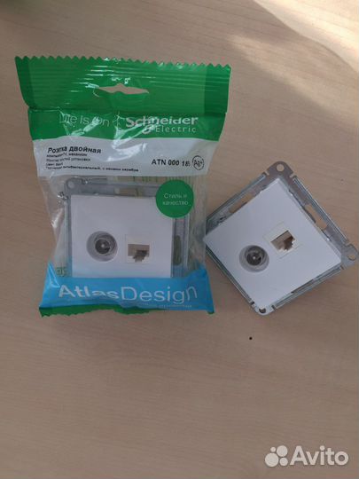 Розетка двойная тв интернет Atlas