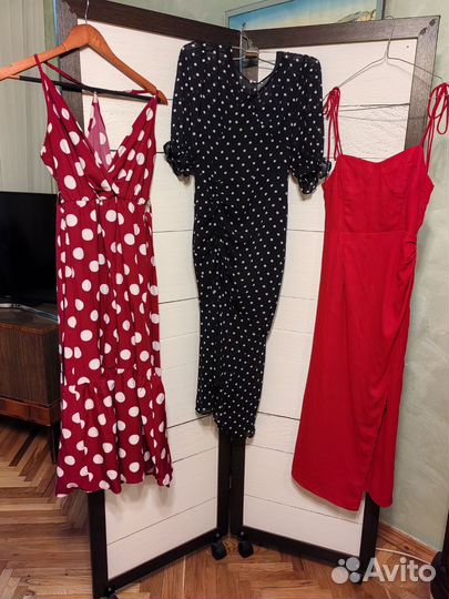 Платье сарафан красное черное с горохом