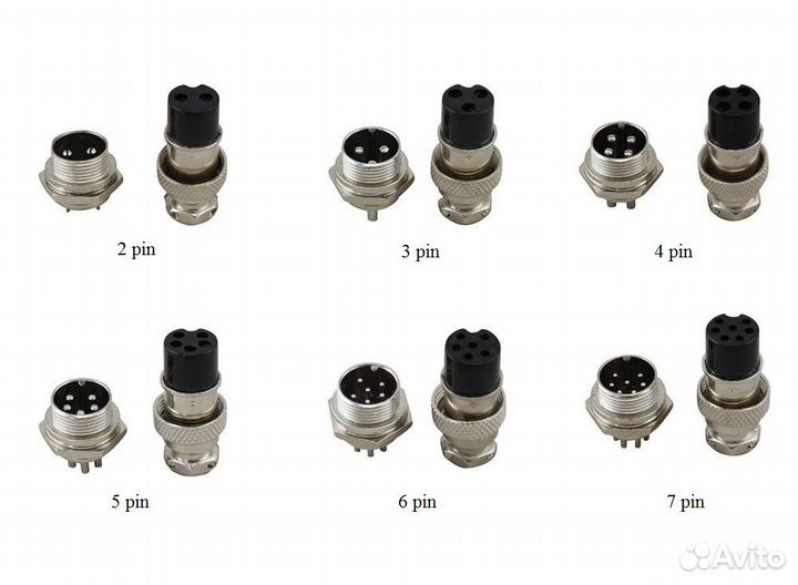 Штекер Авиационный Gx 12 6 pin