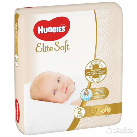 Подгузники Huggies elite soft 2 100шт