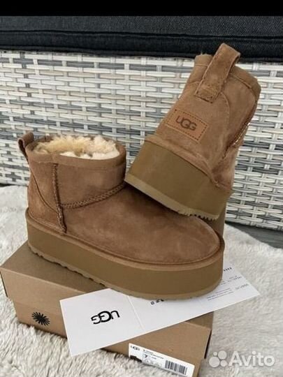 Ugg угги на платформе натуральная замша премиум