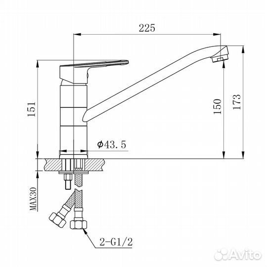 Aquanika AQB4236CR Смеситель для кухни