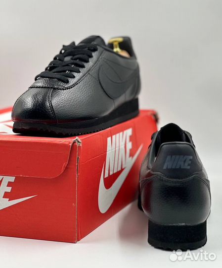 Кроссовки Nike Cortez черные кожаные