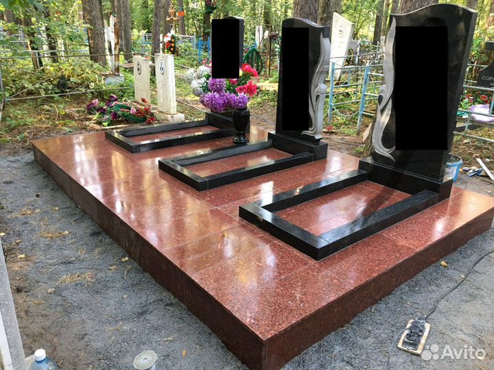 Памятники гранитные. Установка, благоустройства