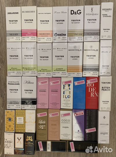Тестеры парфюмерии мужские женские унисекс