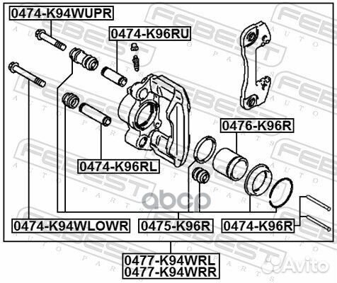 Суппорт тормозной зад лев 0477K94WRL Febest