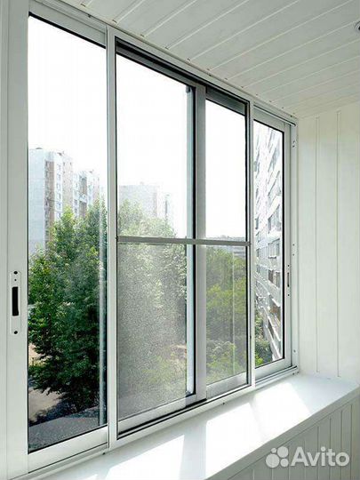 Лоджия алюминиевая раздвижная с отделкой