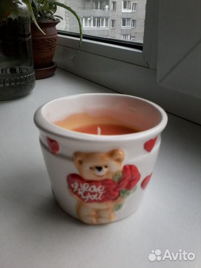 Свеча декоративная новая, в керамике (2шт)