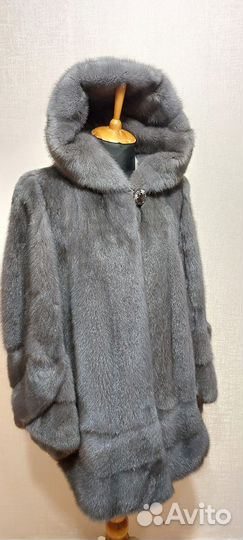 Шуба Норка 48-50,Графит, в груди 122см, трапеция