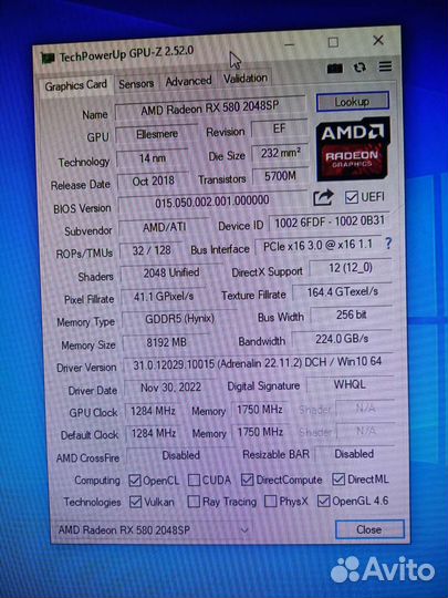 Видеокарта rx580 8gb