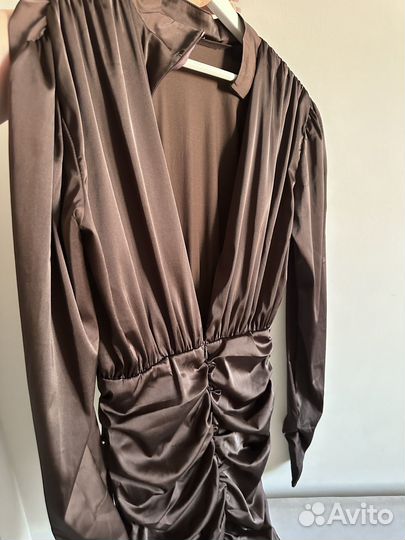 Платье мини Rare London шоколадное, размер (44-46)