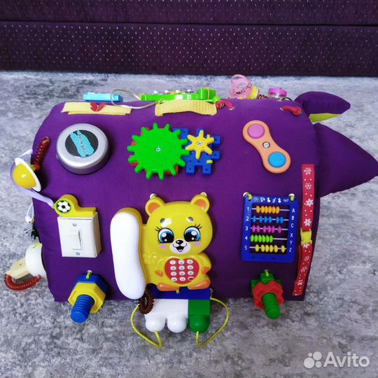 Бизиборд Котик мягкий развивающий