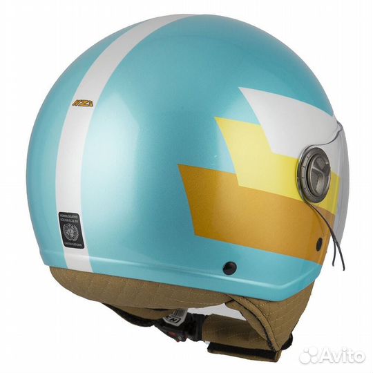 NZI Zeta 2 Open Face Helmet Matt Bandi Turquoise