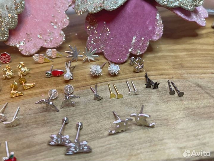 Пусеты серебро 925 эмаль