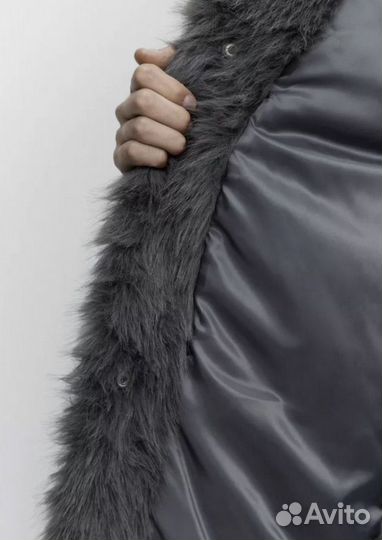 Серая пушистая шуба Befree XS