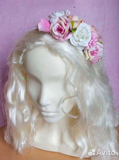 Ободок с цветами розами венок на голову выпускной