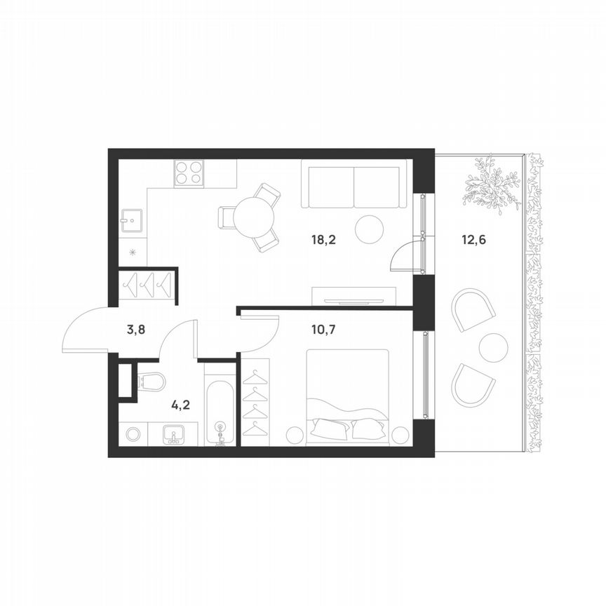 1-к. квартира, 40,7 м², 1/17 эт.