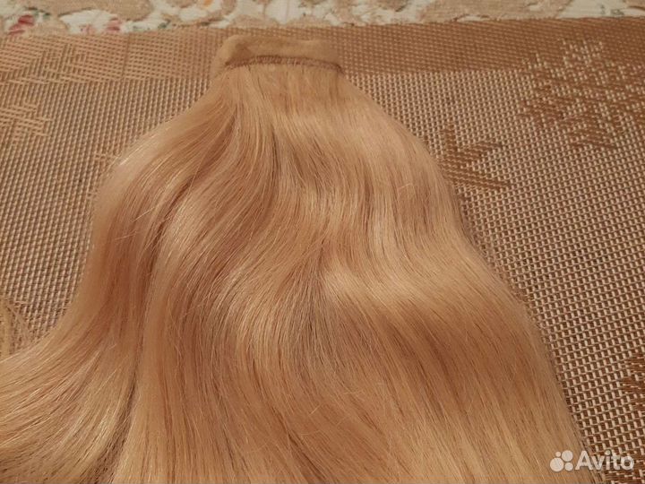 Натуральные волосы,хвост на зажимах
