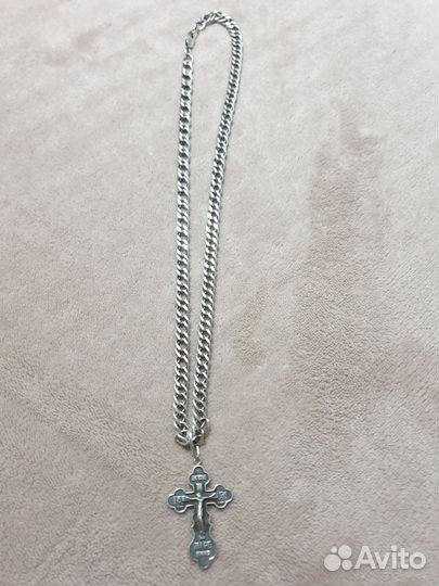 Цепочка серебро с крестиком