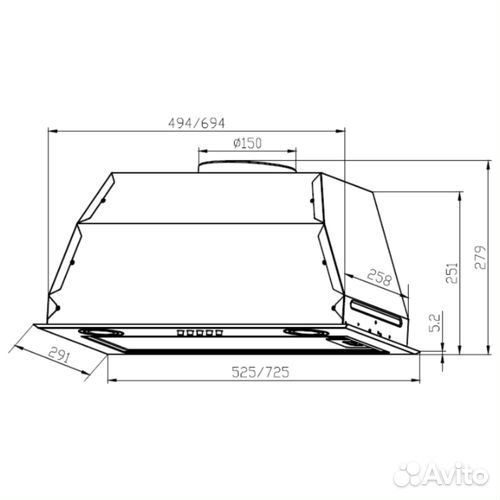 Вытяжка встраиваемая LEX GS Bloc P 600 Ivory light