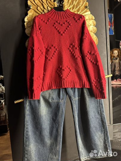 Свитер с букле сердцем 50/60