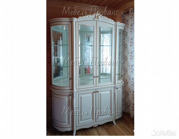 Шкаф посудный радиусный Виченца 168см ваниль