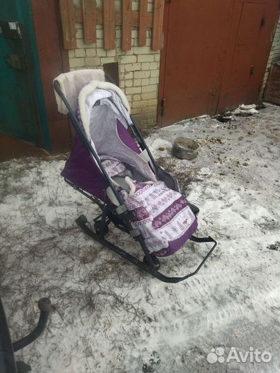 Детские санки коляска с колесами