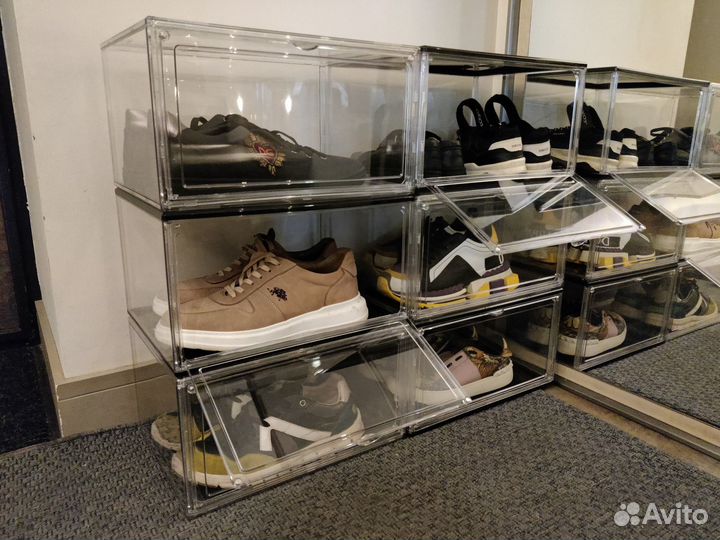 Прозрачная коробка для обуви с боковой дверцей