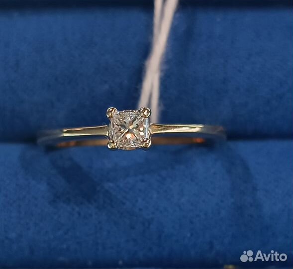 Золотое кольцо 750 брилл-т 0.23Ct Принцесса р 16.5