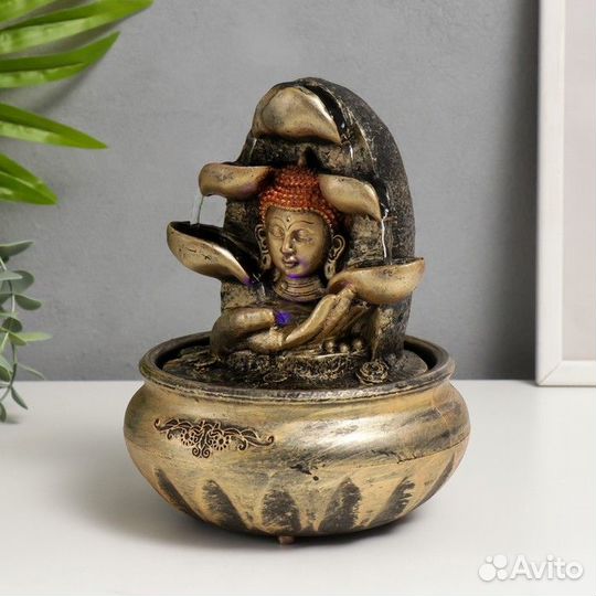 Фонтан настольный от сети, подсветка 'Будда и рука