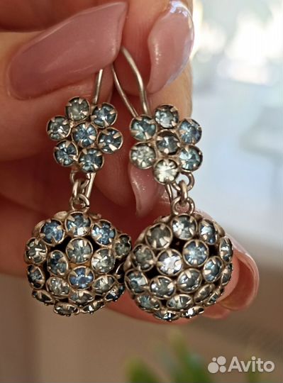 Винтажные серебряные серьги из СССР, 875 проба