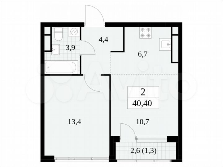 2-к. квартира, 40,4 м², 29/30 эт.