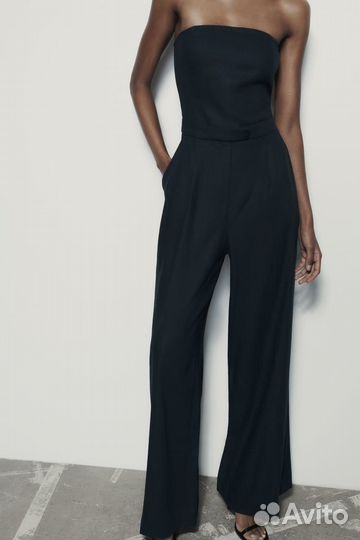 Комбинезон из льна с открытыми плечами Zara