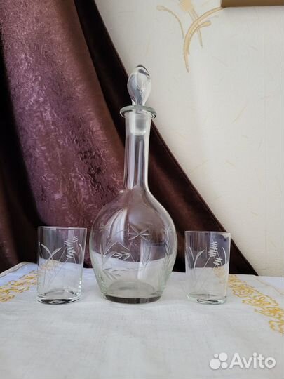 Графин кувшин штоф СССР цветное стекло, керамика