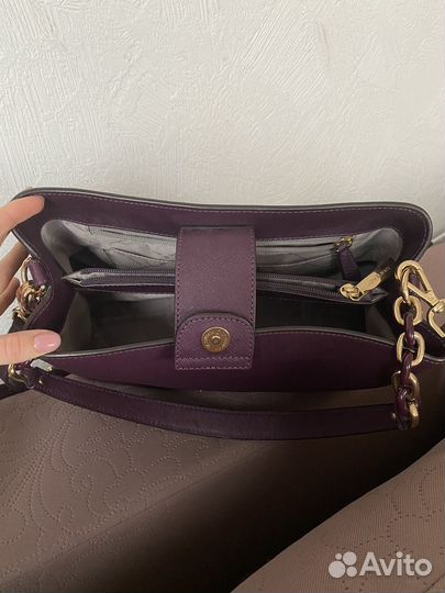 Сумка michael kors натуральная бордовая фиолетовая