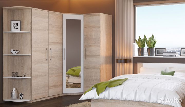 Угловой шкаф Аврора Сонома/белый