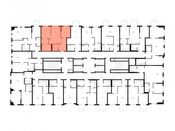 2-к. квартира, 51,7 м², 2/25 эт.